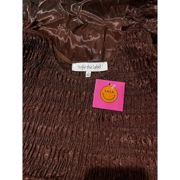 Sofie the Label Brand Taffeta Ruffle Midi Dress Size S Whimsigoth Fairycore Brow - Picture 4 of 6